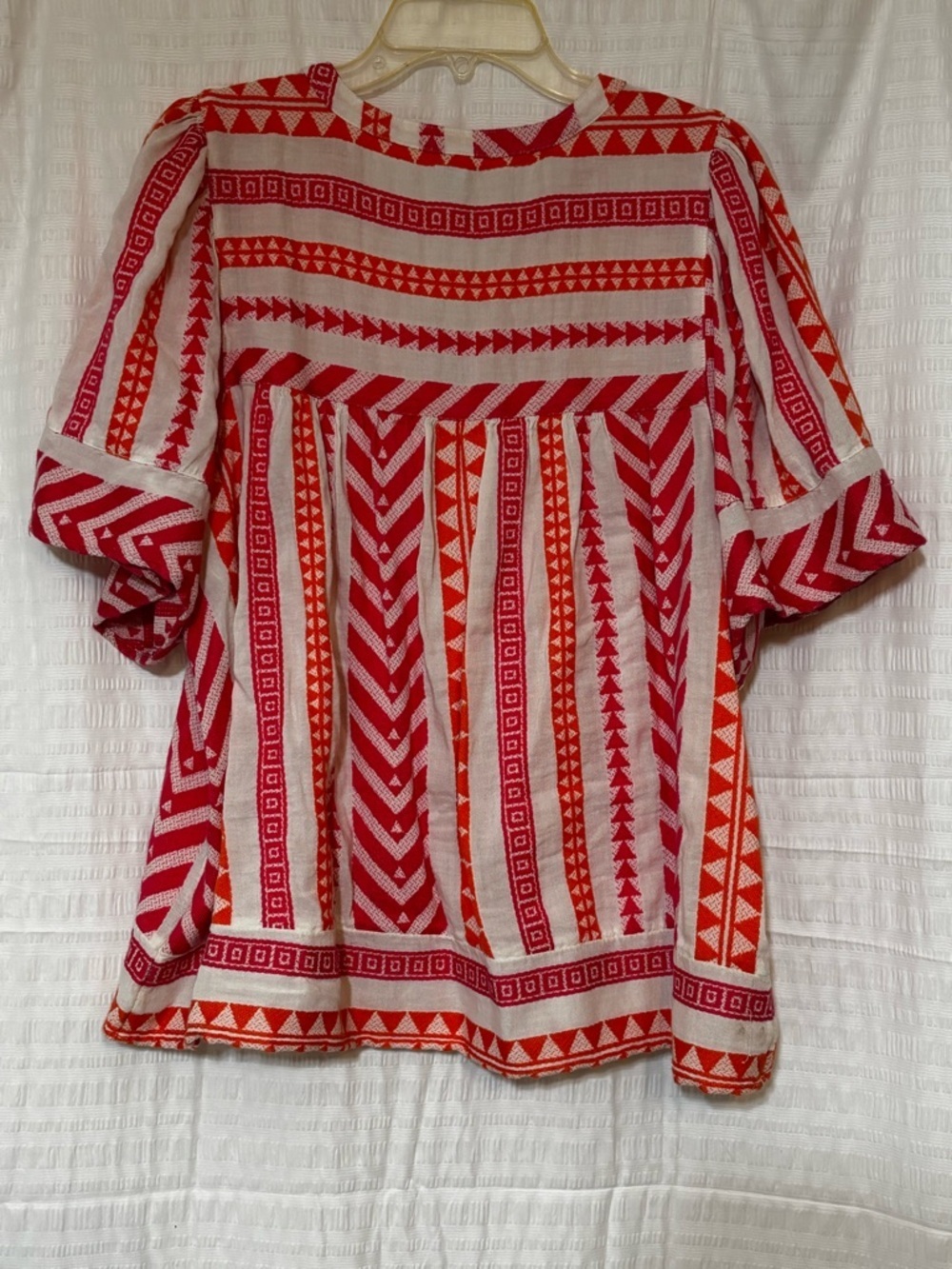 Old Navy Aztec Geometric Embroidered Top Flared Sleeves Sz XL - Picture 7 of 8